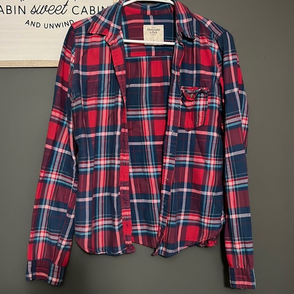 Red and Blue Abercrombie & Fitch flannel. medium - Picture 2 of 7